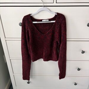Urban Outfitters Marled Burgundy Crewneck Sweater